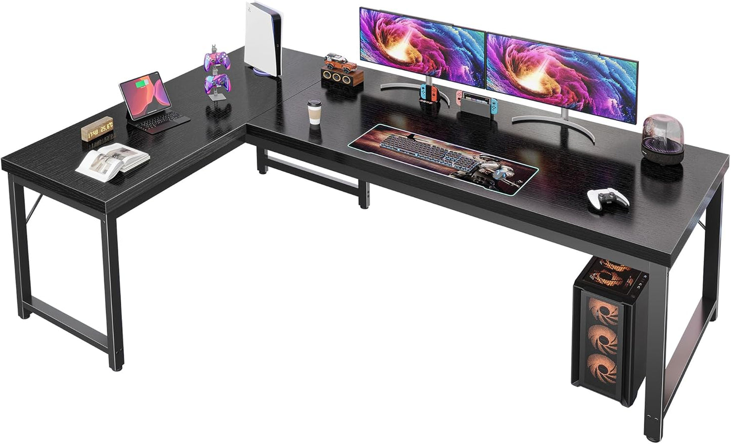 Huuger 63 Inch L Shaped Desk for Home Office and Gaming