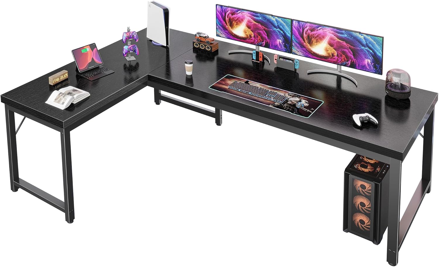Huuger 63 Inch L Shaped Desk for Home Office and Gaming