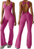 OEAK Womens Flare Jumpsuit with Bra Tummy Control - Sleek Backless Fit