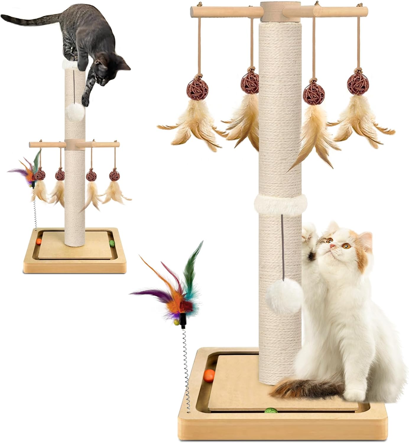 Interactive Cat Scratching Post Tower, 2 Mounting Options, 25 - PAROTO