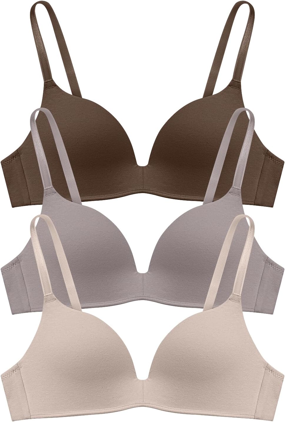 Lightly Lined Wireless Bras for Women - Comfy Plunge T Shirt Pack