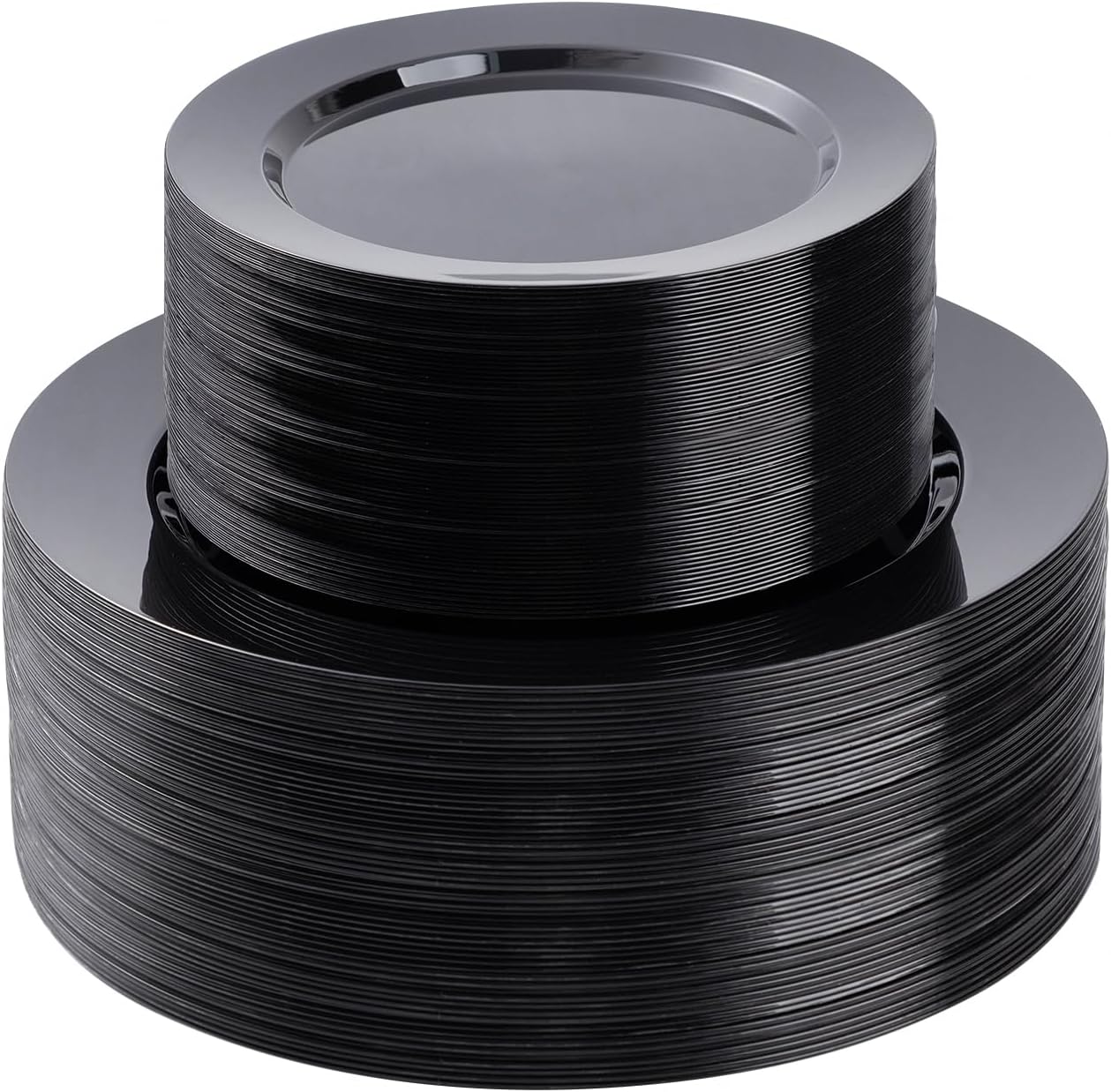 100PCS Black Plastic Plates Set for Elegant Party Dining