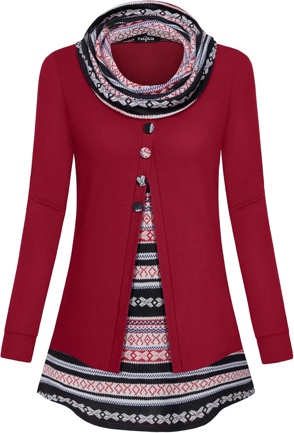 VALOLIA Womens Cowl Neck Long Sleeve Tunic Tops for Comfort