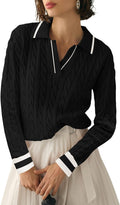 Womens Fall Cable Knitted V Neck Sweater - Soft Pullover