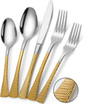 Hammered Silver Gold Silverware Set 20 Piece Service for 4 - Modern