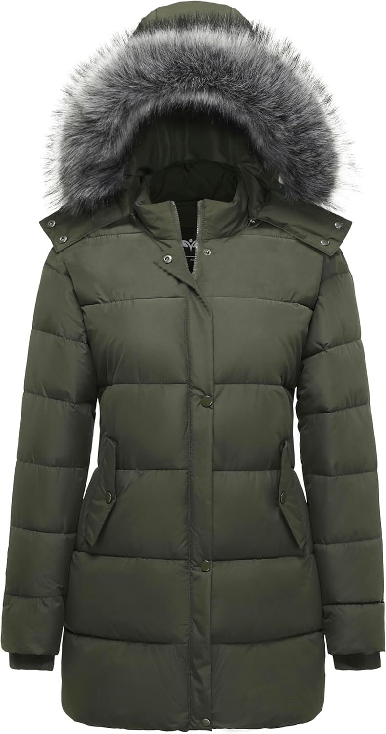 GGleaf Women's Winter Thicken Puffer Coat with Removable Hood