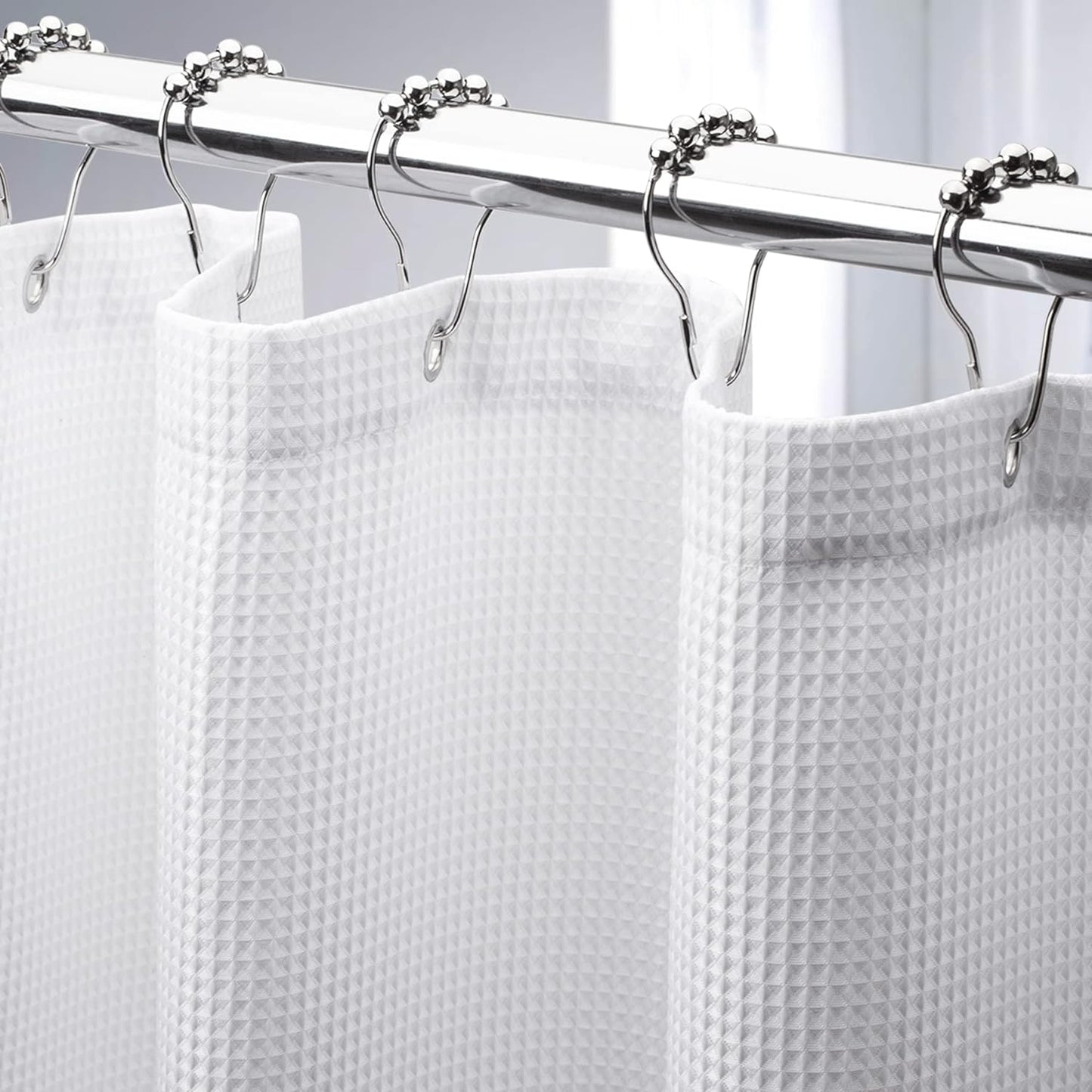 AmazerBath Hotel Quality Waffle Fabric Shower Curtain