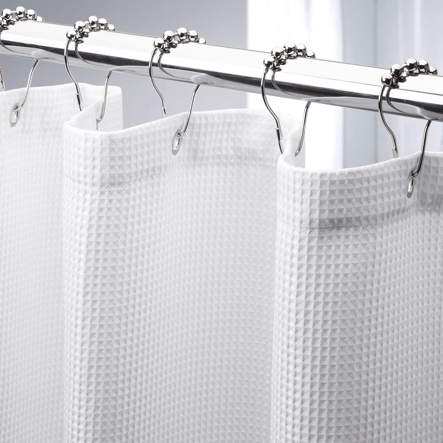 AmazerBath Hotel Quality Waffle Fabric Shower Curtain