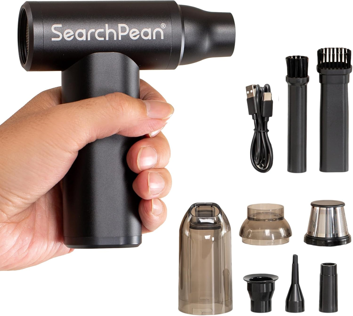 Mini 4 in 1 Compressed Air Duster & Vacuum with Strong Suction