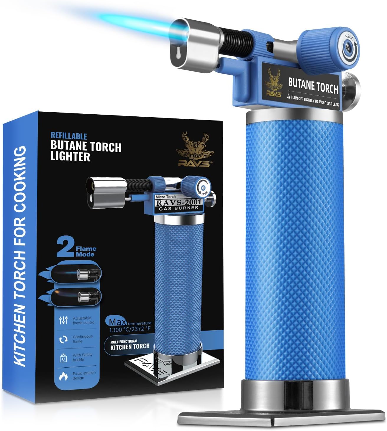 RAVS 2 Flame Mode Butane Torch for Cooking and Soldering Needs
