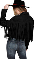 PRETTYGARDEN Fringe Faux Suede Cropped Motorcycle Jacket - Stylish