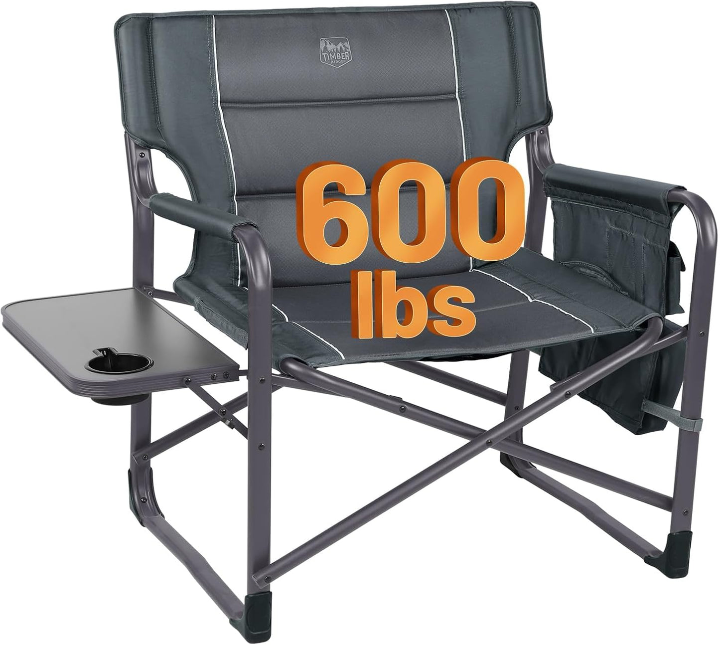 TIMBER RIDGE XXL Directors Chair - 600lbs Capacity - Foldable Table & Pockets