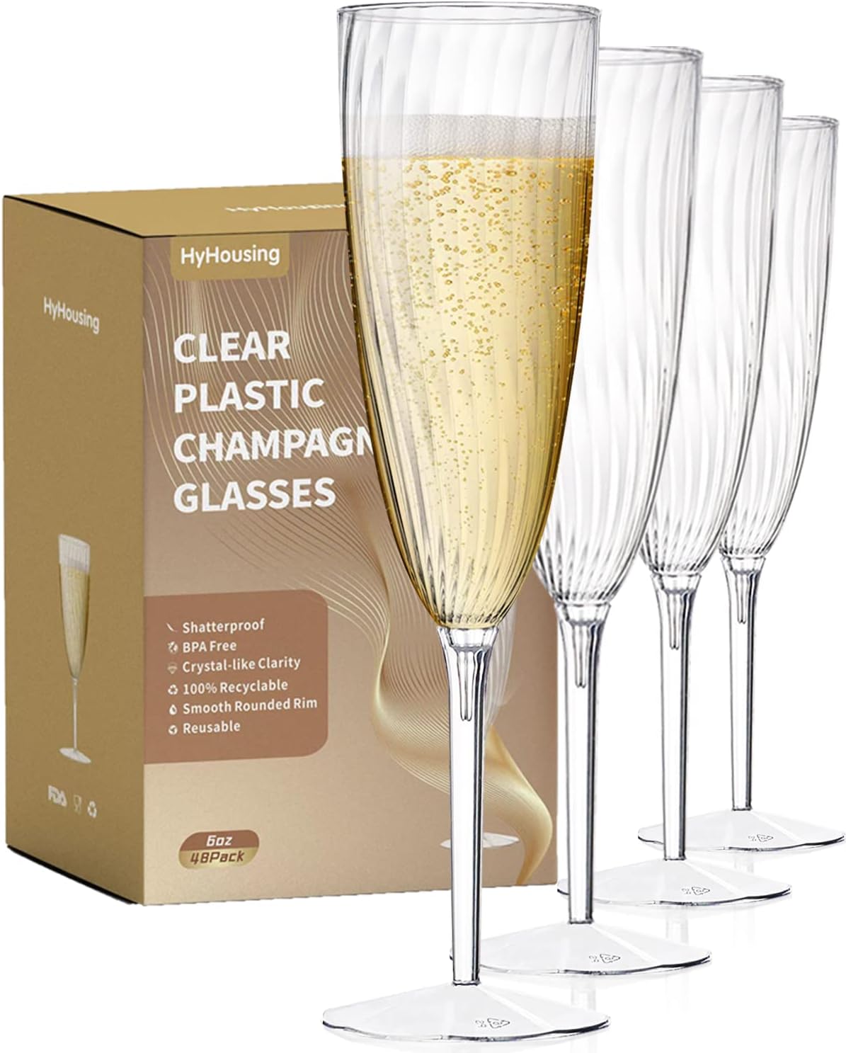 Reusable Clear Plastic Champagne Flutes - HyHousing