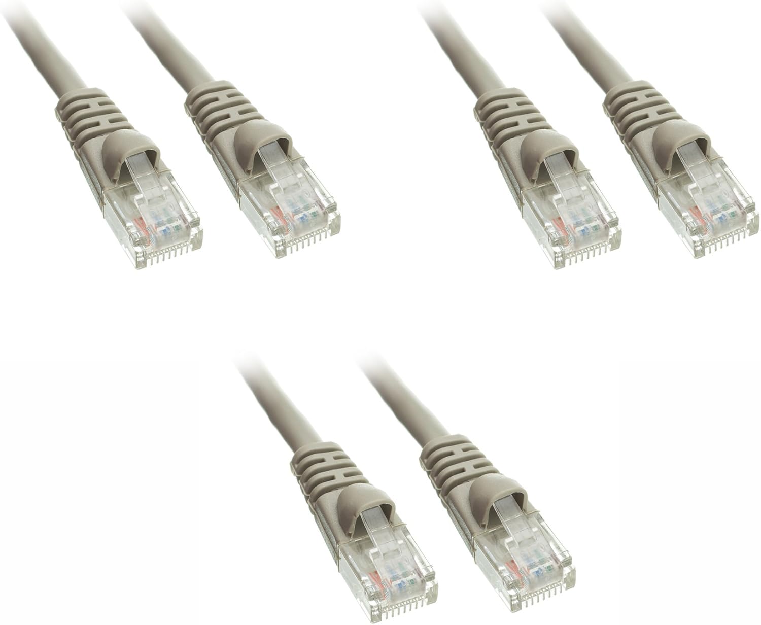 C&E 3 Pack Cat5e Snagless Ethernet Patch Cable 35 Feet Grey