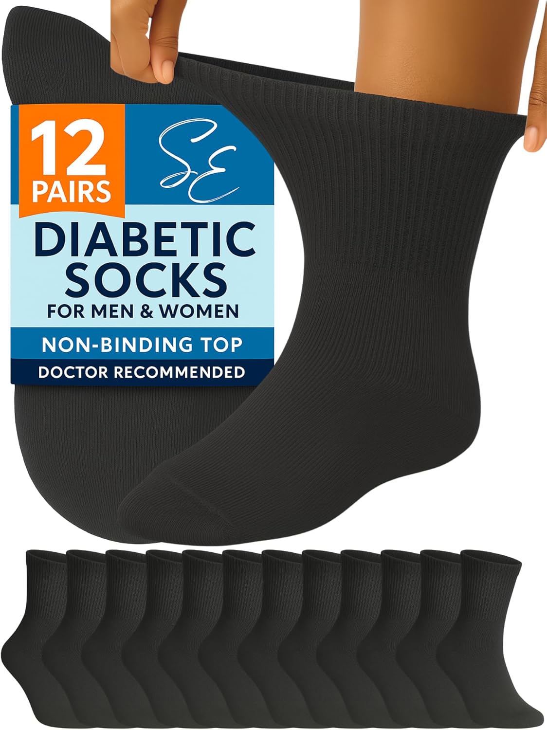 Special Essentials Diabetic Socks for Men & Women - 12 Pairs