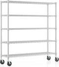 Heavy Duty Metal Shelves 5 Tier Storage Rack - Adjustable, on Wheels