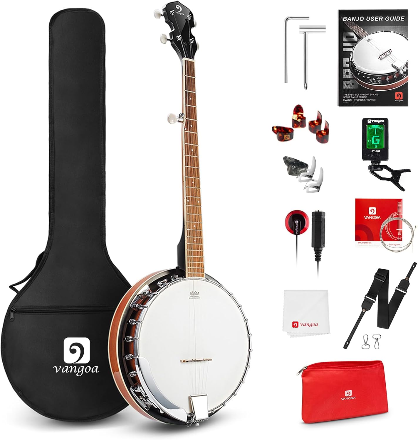Vangoa Banjo 5 String Full Size Set with Resonator for Beginners