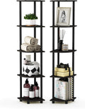 Furinno TURN-N-TUBE Corner Shelf Set of 2 - Space-Saving 5-Tier Unit
