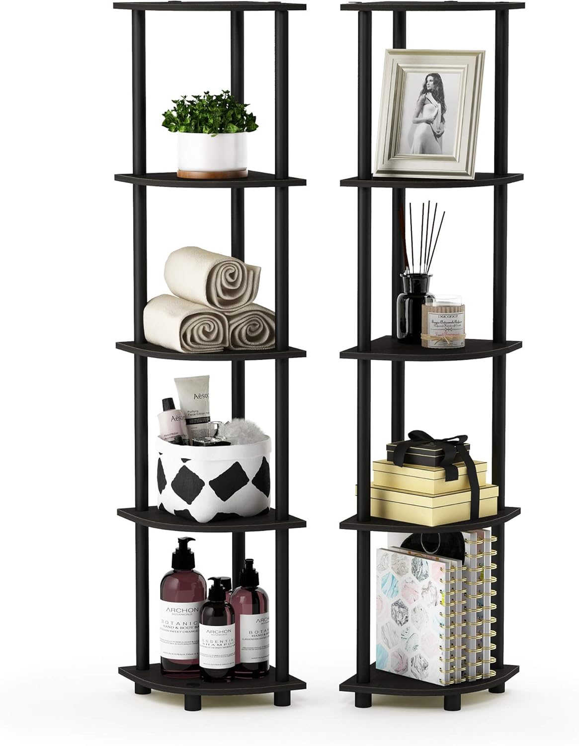 Furinno TURN-N-TUBE Corner Shelf Set of 2 for Space-Saving