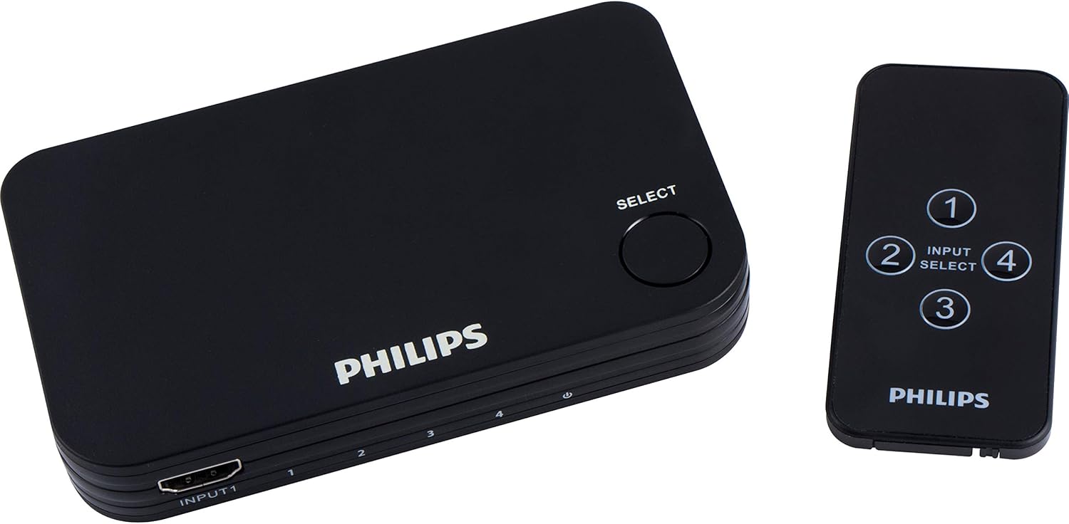 Philips 4 Device HDMI Switch with Wireless Remote for 4K TVs