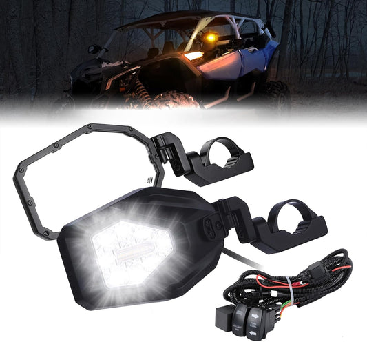 KEMIMOTO UTV Side Mirrors with LED Spot and Turn Signal Lights