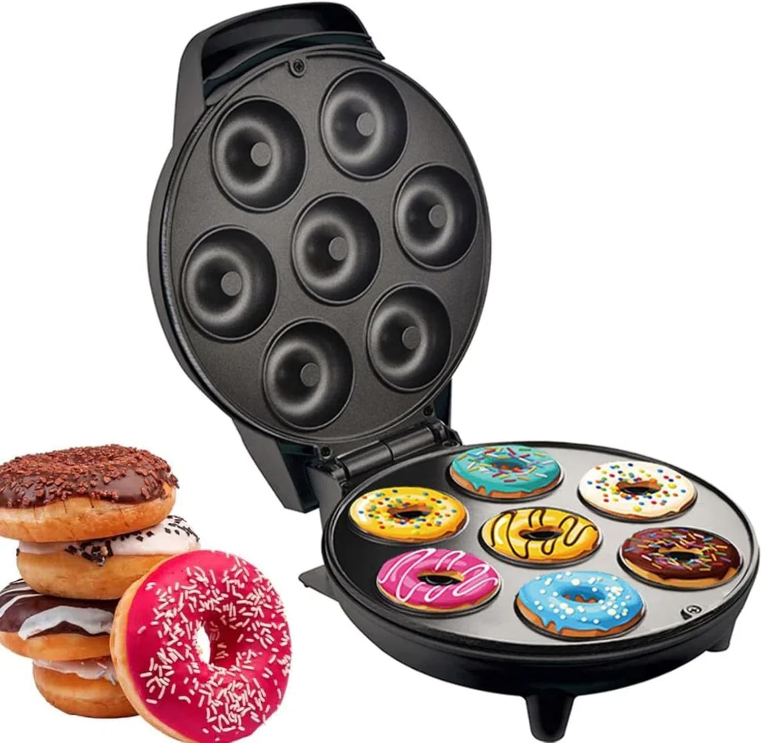Kid-Friendly Mini Donut Maker - 7 Non-Stick Doughnuts - Lifeeverkeep
