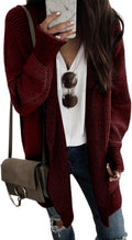 Sidefeel Womens Oversized Checkered Chunky Knit Cardigan - Cozy Fall