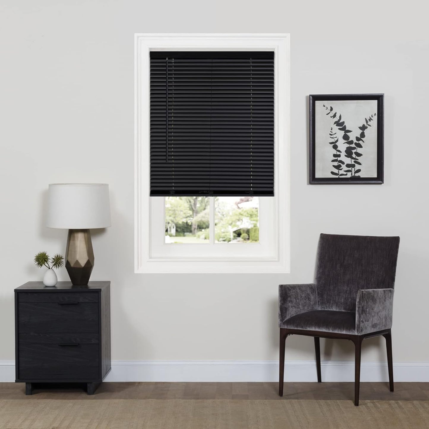 Cordless Room Darkening Mini Blinds - 39 Inch Width, Black