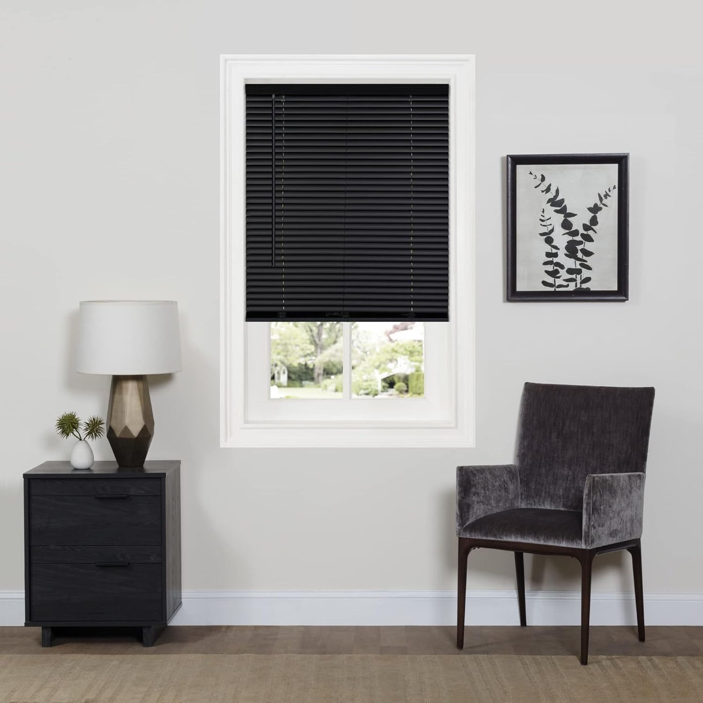 Cordless Room Darkening Mini Blinds - 34 Inch Width, Black
