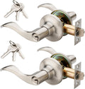 Wave Lever Keyed Entry Door Lockset 2-Pack - Left Hand, Silver