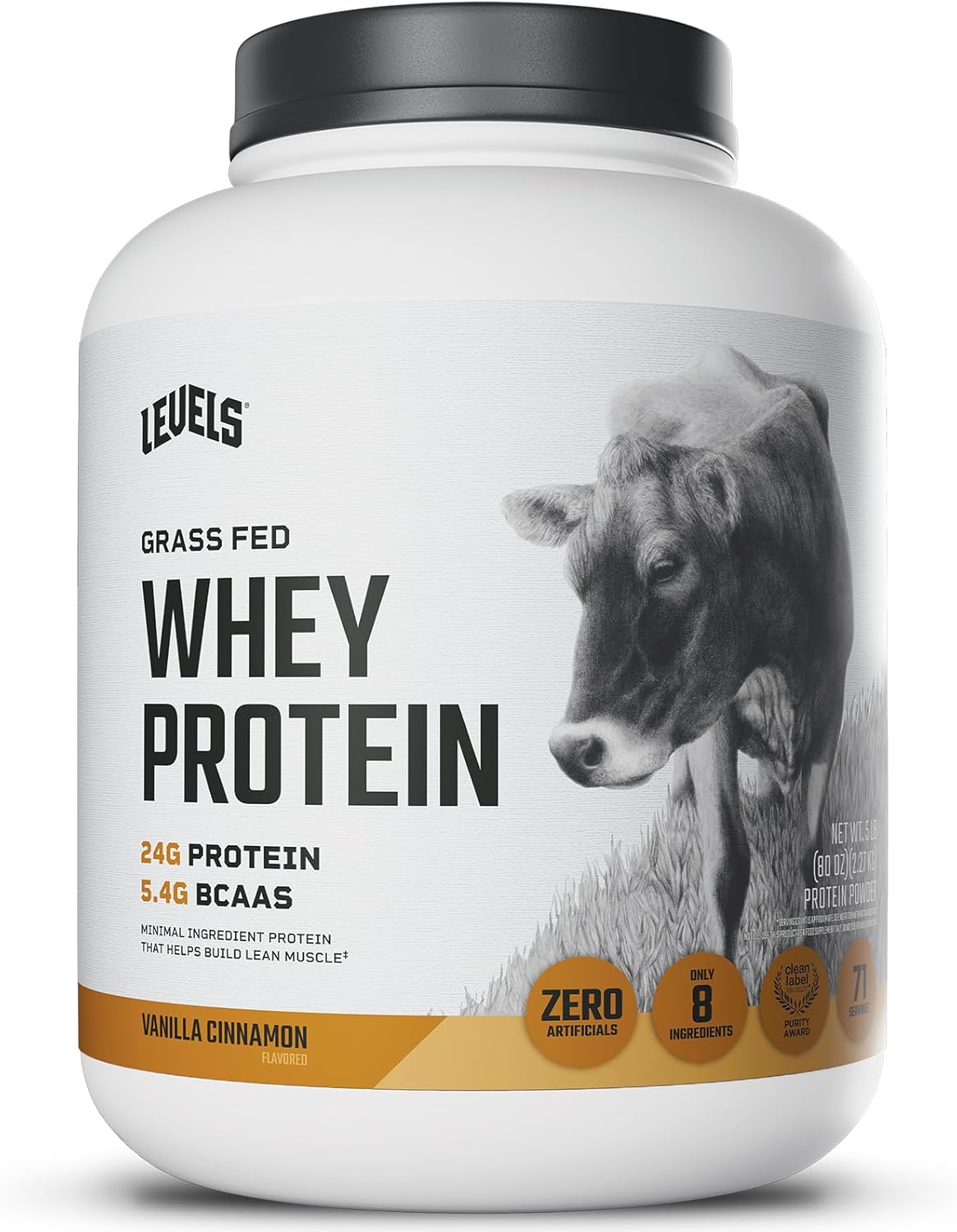 Levels Grass Fed Whey Protein Powder with Vanilla Cinnamon Flavor