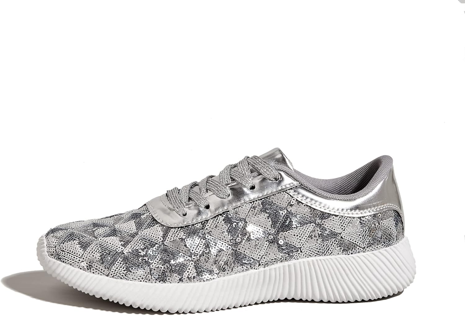 BELOS Women's Glitter Shoes: Sparkly Lightweight Tennis Style