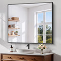 Koonmi Black Framed Bathroom Mirror 36x40 in - Shatterproof HD