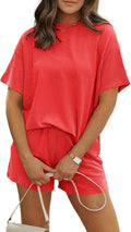 Women's 2 Piece Ribbed Knit Shorts Set - Oversized Summer Tracksuit