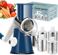Rotary Cheese Grater Hand Crank with 5 Blades - Fast Kitchen Slicer