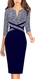 Womens Slim Colorblock Crisscross Sheath Dress - Work to Party