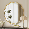Gold Scalloped Circle Mirror 30in Wavy Edge Round Mirror - Elegant