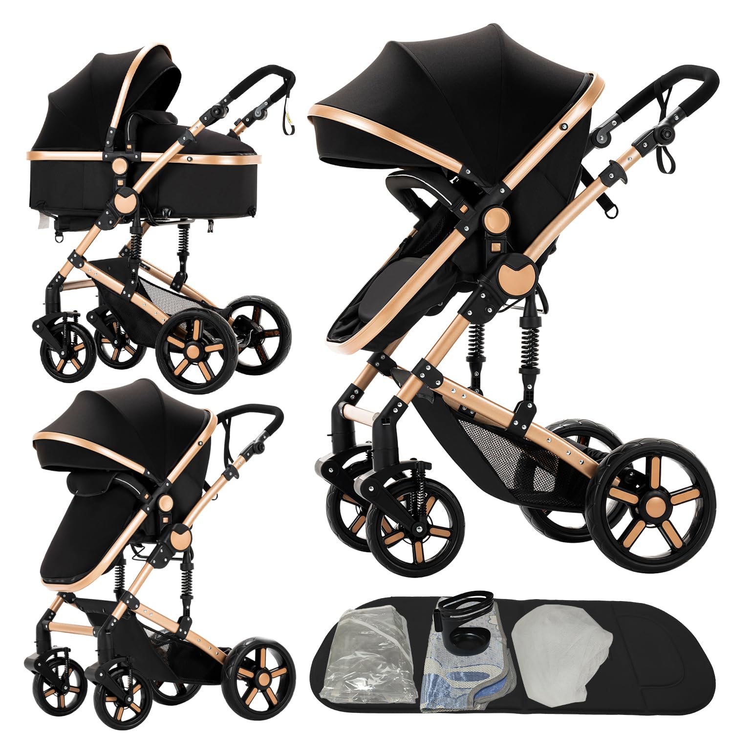 2 in 1 Baby Stroller with High View Design and Shock Absorption