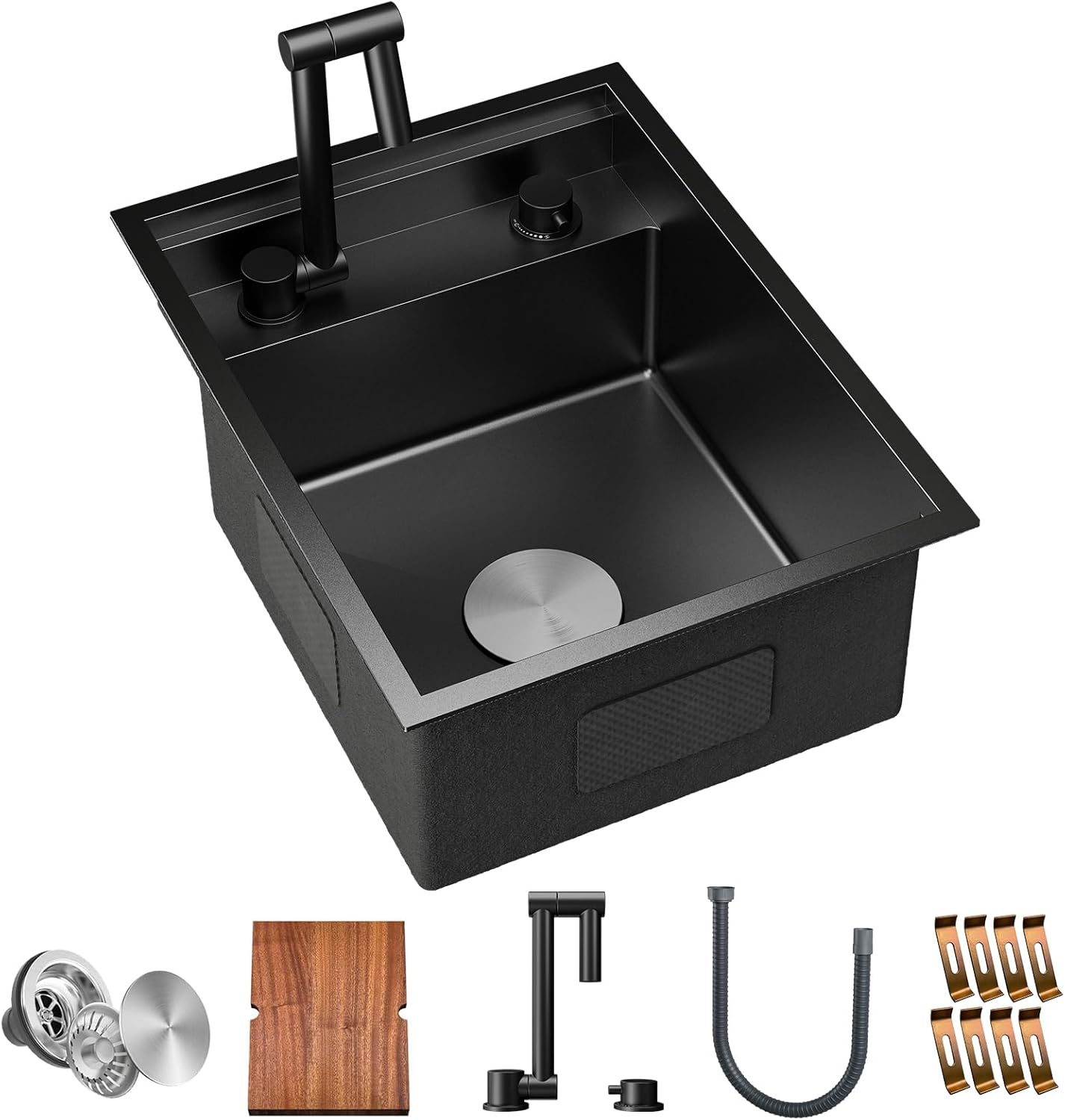 TORVA RV Kitchen Sink 16 x 21 x 9 Inch with Faucet and Board