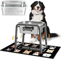 2.8 Gallon Elevated Dog Water Bowl - Adjustable Raised Stainless Steel