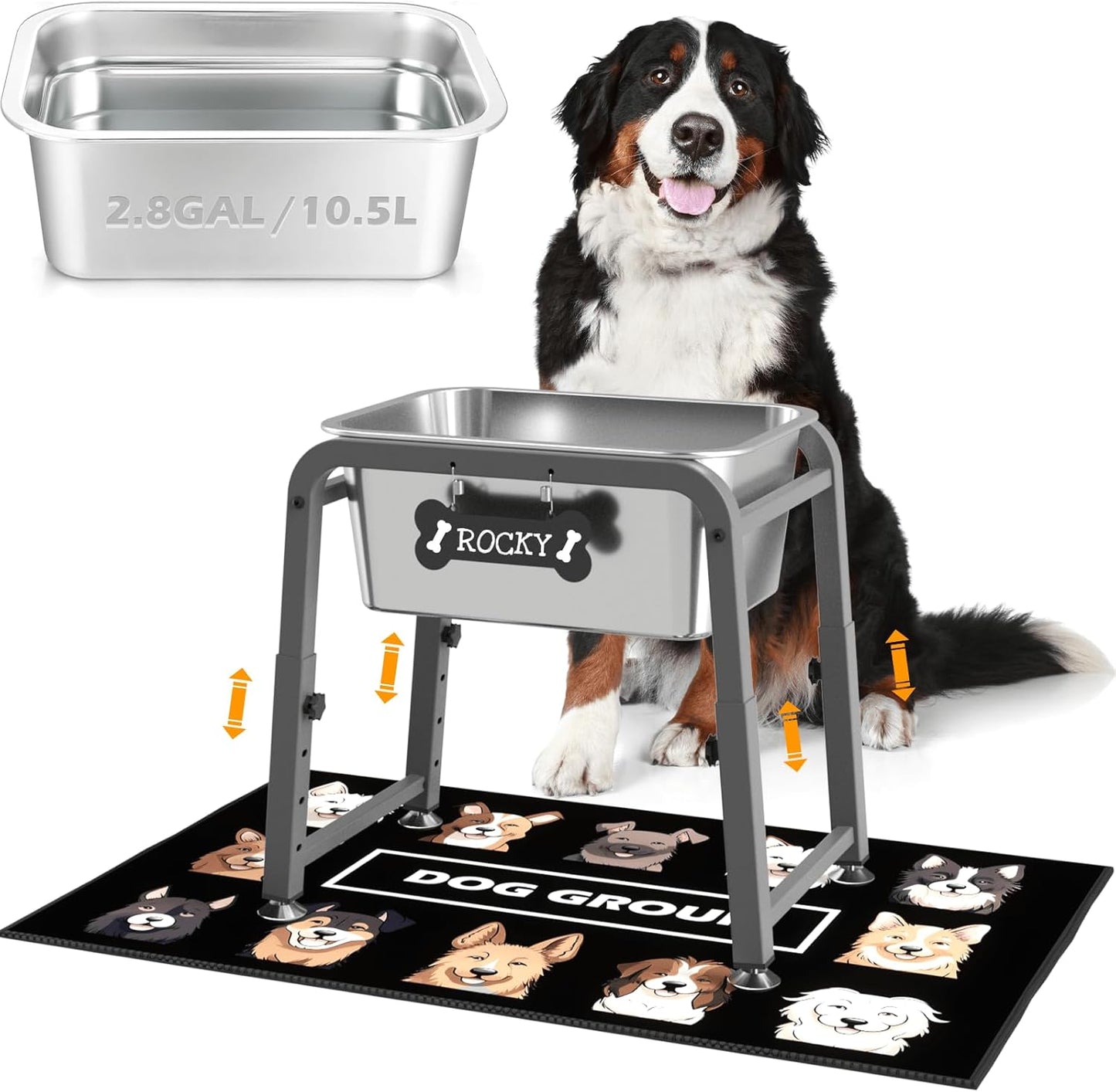 2.8 Gallon Elevated Dog Water Bowl for Large Dogs and Seniors