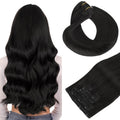 Natural Black 14in Clip in Hair Extensions 7pcs 120g - Real Remy