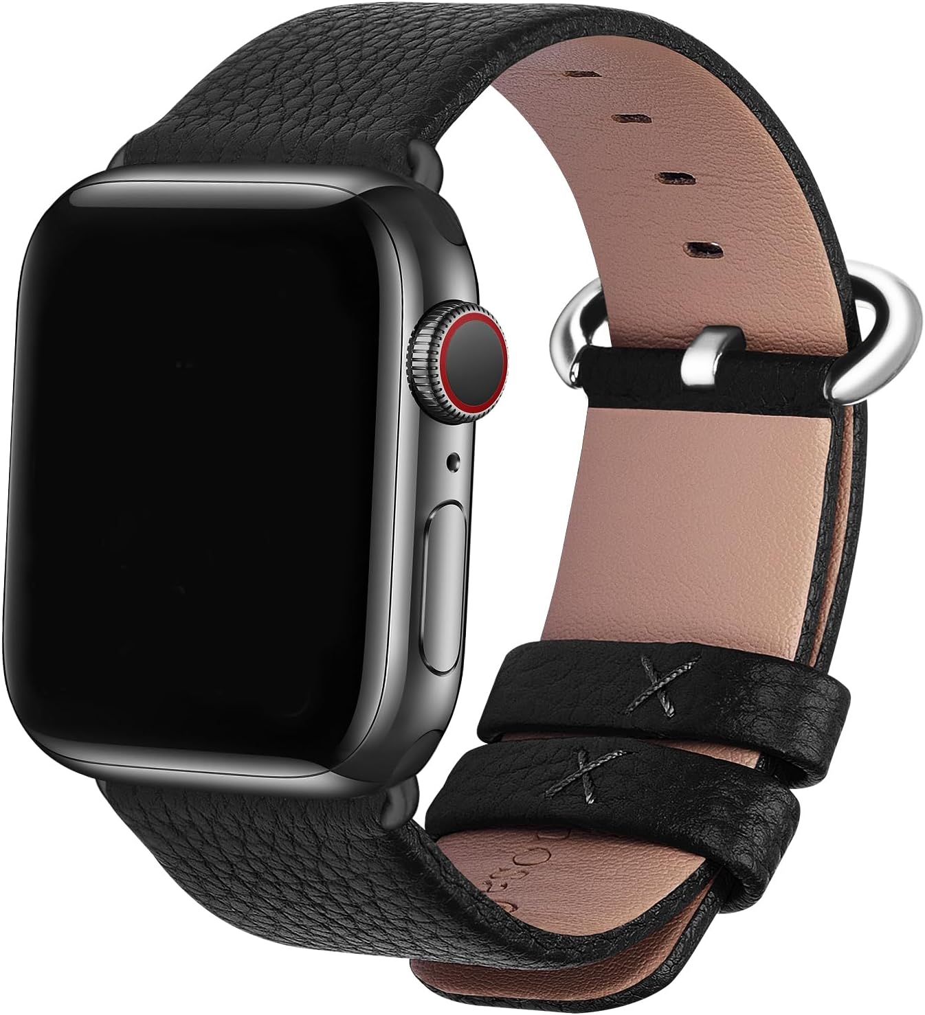 Fullmosa Black Leather Band for Apple Watch