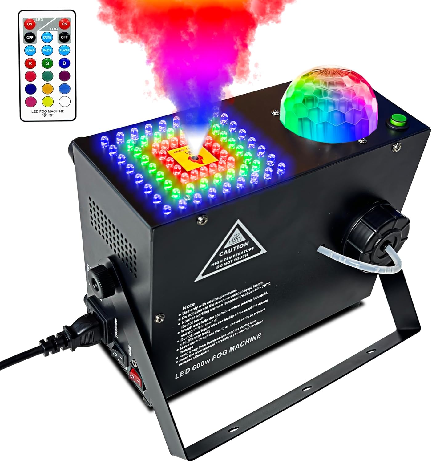 Smoke Machine with Disco Ball and 72 LED Lights for Events