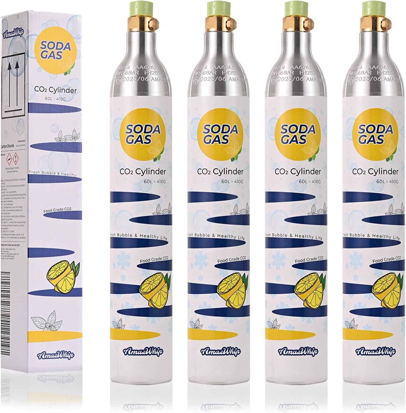 Carbonator Canister 4-Pack for SodaMaker - Fully Charged CO2 Cylinders