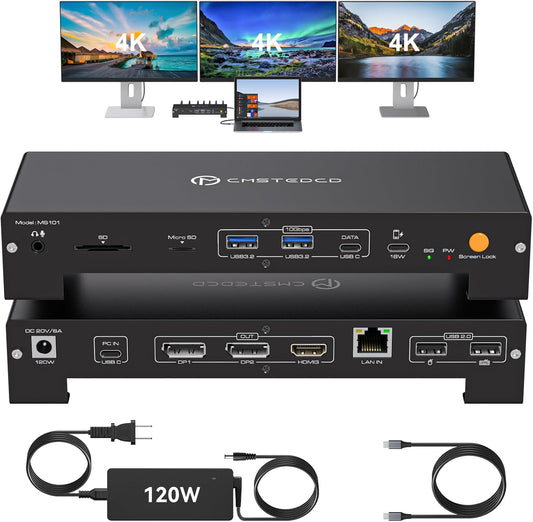 USB C Laptop Docking Station for Triple 4K Monitors Setup