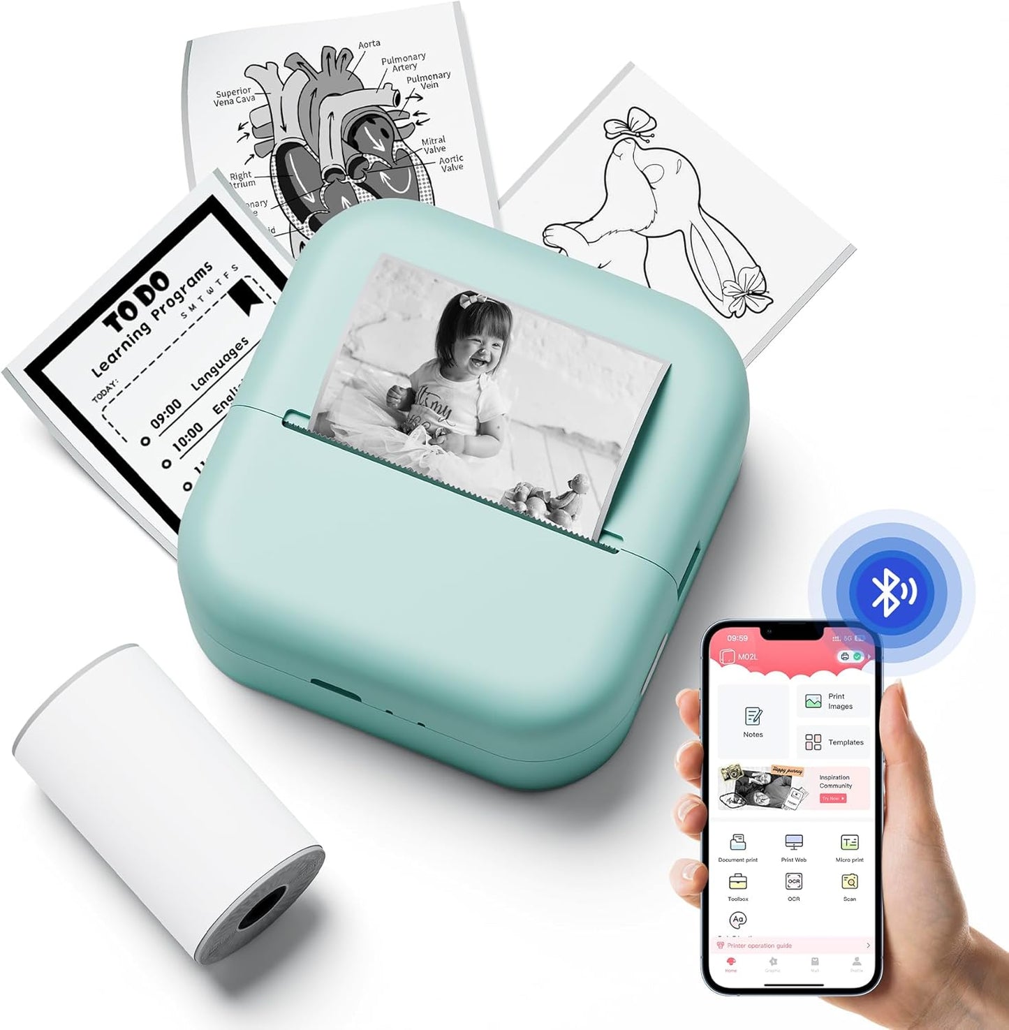 Inkless Mini Sticker Printer - Print Anywhere, Anytime!