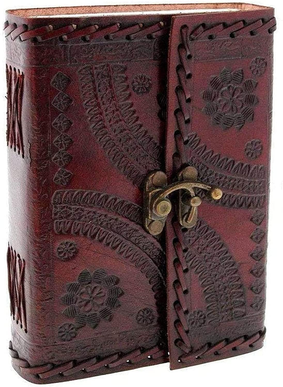 Premium Leather Journal with Lock - Vintage Brown, 200 Pages