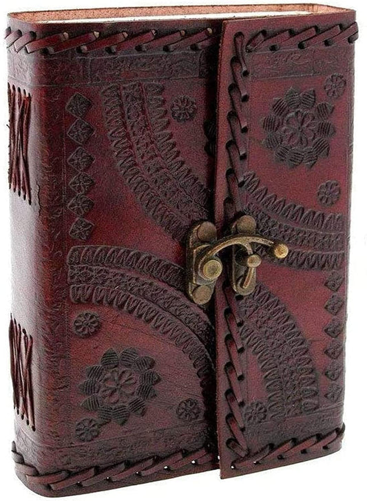 Premium Leather Journal with Lock - Vintage Brown, 200 Pages