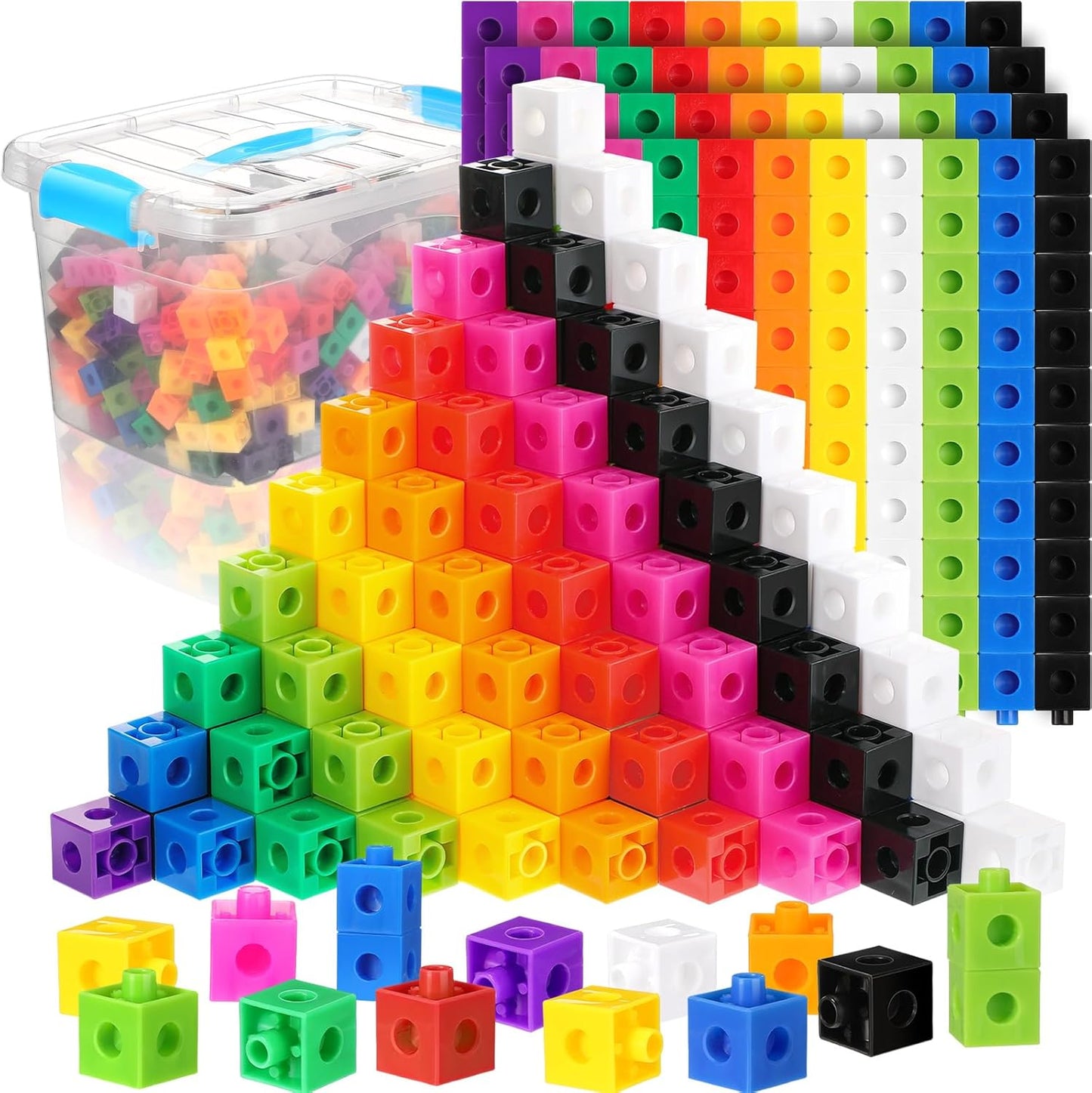 Jenaai 500 Pcs Math Learning Linking Cube for Kids Education
